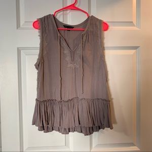 American Eagle Purple Ruffled Sleeveless Blouse